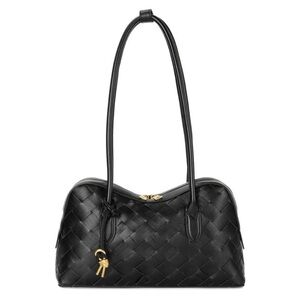 Tiffany and Fred Paris Black Woven Leather Shoulder Bag